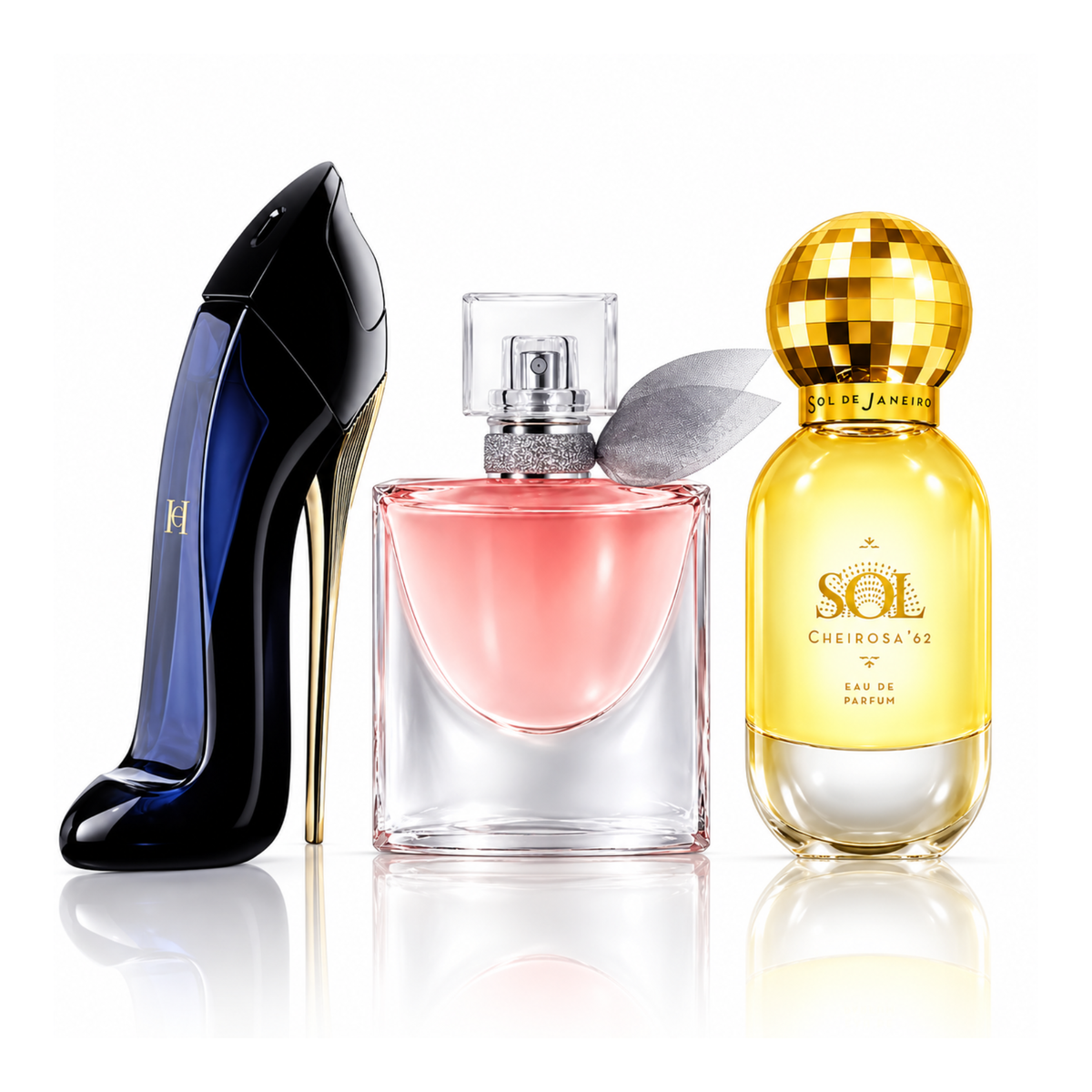 Zestaw 3 perfum | Good Girl Carolina Herrera Eau de Parfum – 100 ml | La Vie Est Belle Lancôme Eau de Parfum – 100 ml | SOL Cheirosa ’62 Sol de Janeiro Eau de Parfum – 50 ml