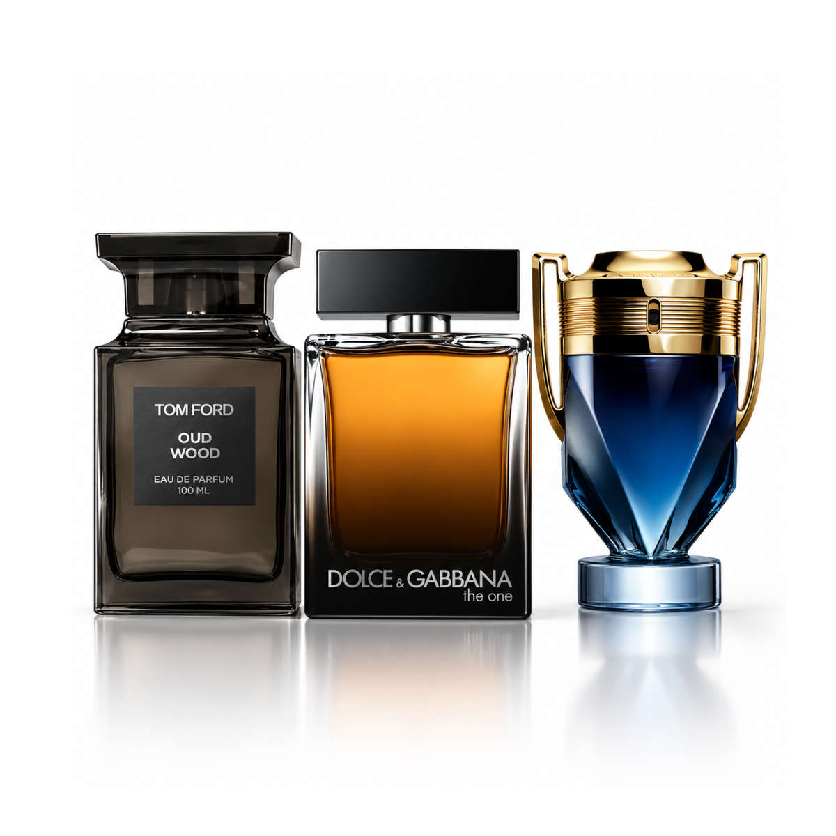 Zestaw 3 perfum |Oud Wood Tom Ford Eau de Parfum – 100 ml  | The One for Men Dolce & Gabbana Eau de Parfum – 150 ml  | Invictus Rabanne Eau de Toilette – 200 ml